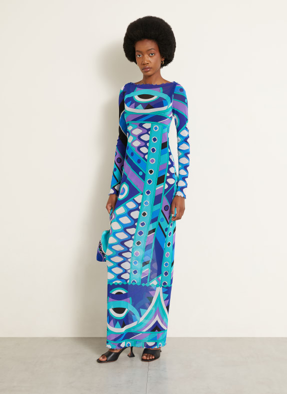 PUCCI Robe en maille TURQUOISE / LILAS / BLANC