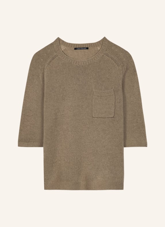 LUISA CERANO Sweter z dzianiny z rękawami 3/4 KHAKI
