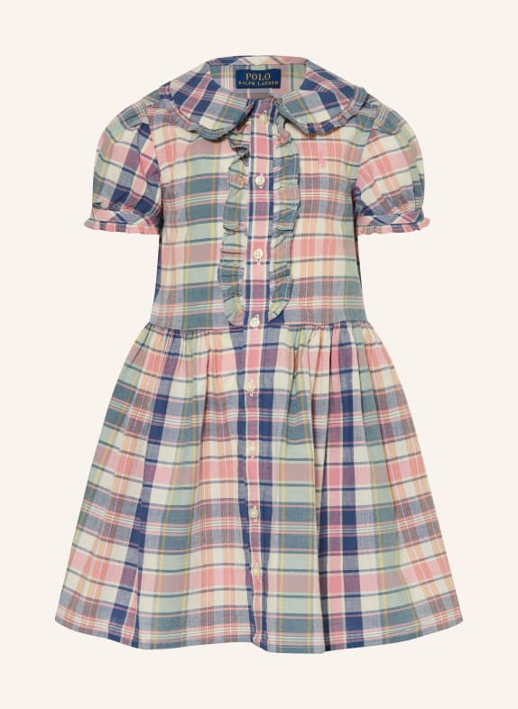 POLO RALPH LAUREN Robe à volants BLEU FONCÉ / ROSE