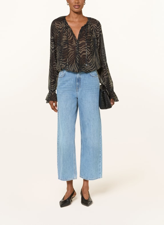RIANI Blouse met ruches BRUIN / ZWART