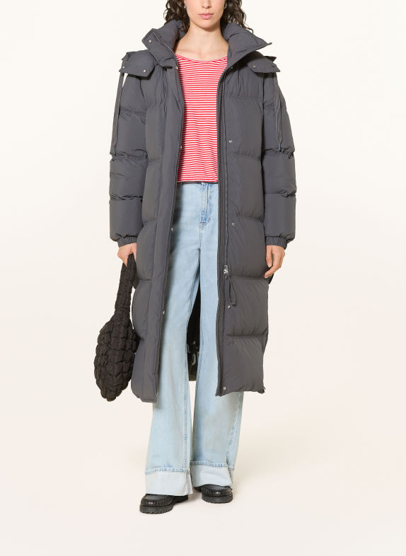 Marc O'Polo DENIM Donsmantel met afneembare capuchon DONKERGRIJS