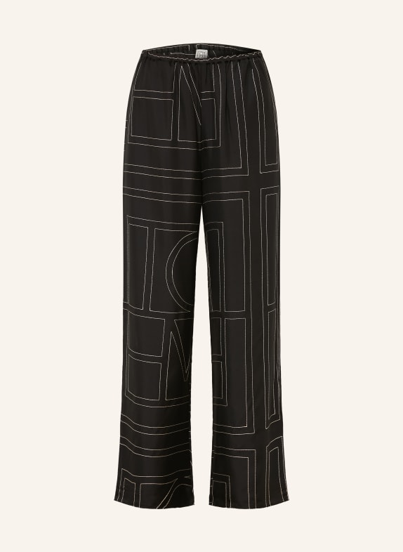 TOTEME Pantalon en soie NOIR / ÉCRU