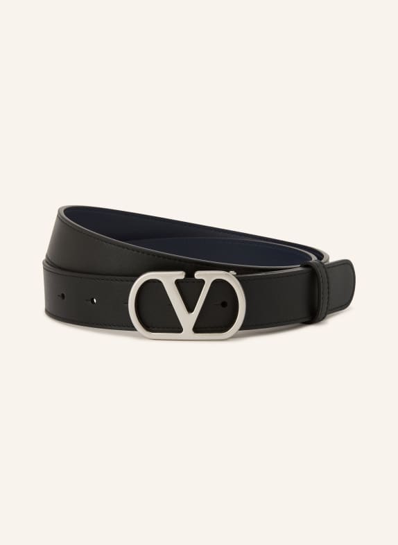 VALENTINO GARAVANI Gürtel VLOGO SIGNATURE zum Wenden DUNKELBLAU / SILBER