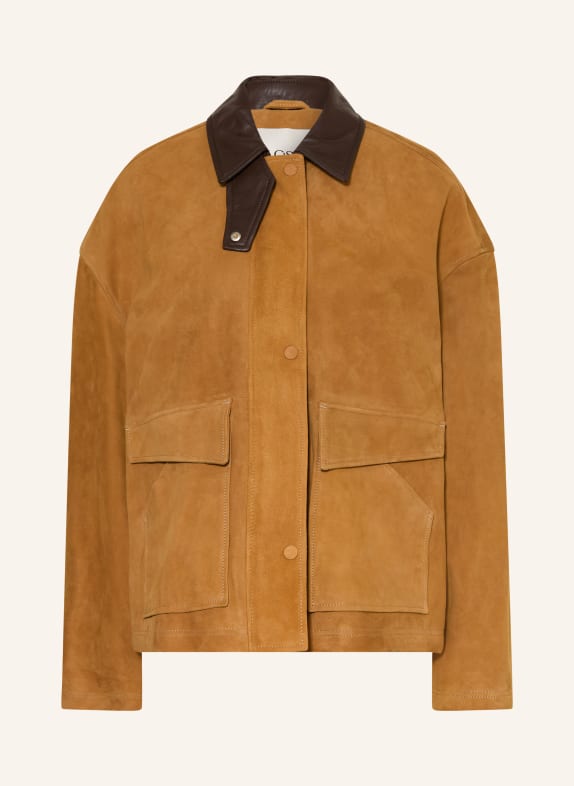 CLOSED Veste en cuir CHAMEAU / MARRON FONCÉ