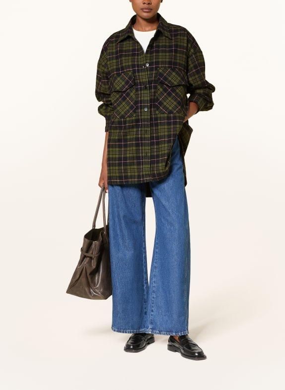 CLOSED Flanellen overshirt ZWART / ROZE / GROEN