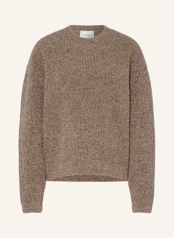 CLOSED Trui MARRON FONCÉ / WIT