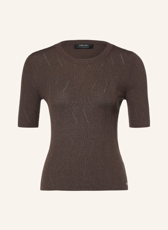 MARC CAIN Tricou din tricot cu fir strălucitor 697 seal brown
