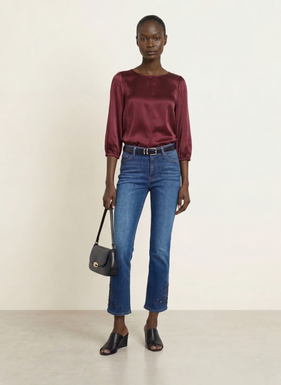 MARC CAIN Zijden blouse met 3/4-mouwen 296 winetasting