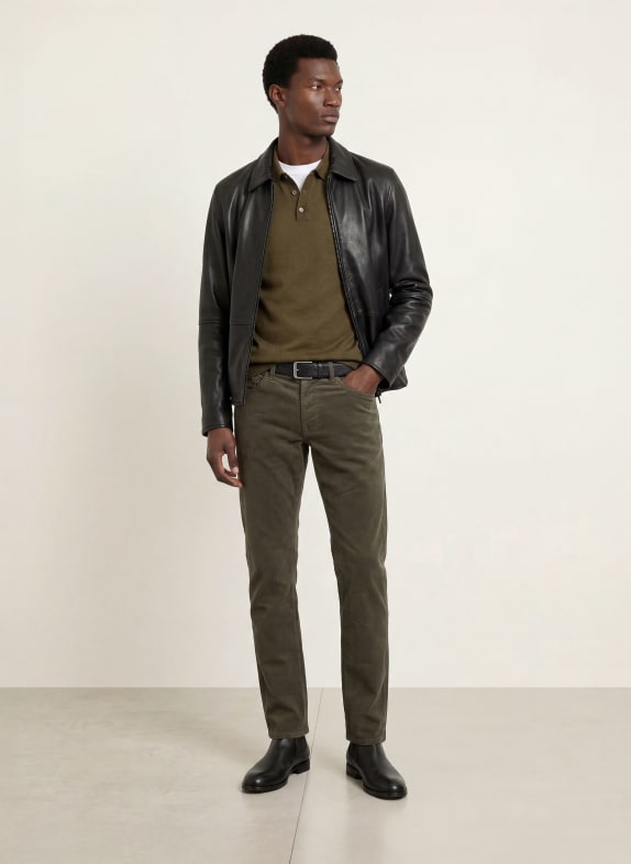 STROKESMAN'S Chino din catifea, croială slim fit KAKI