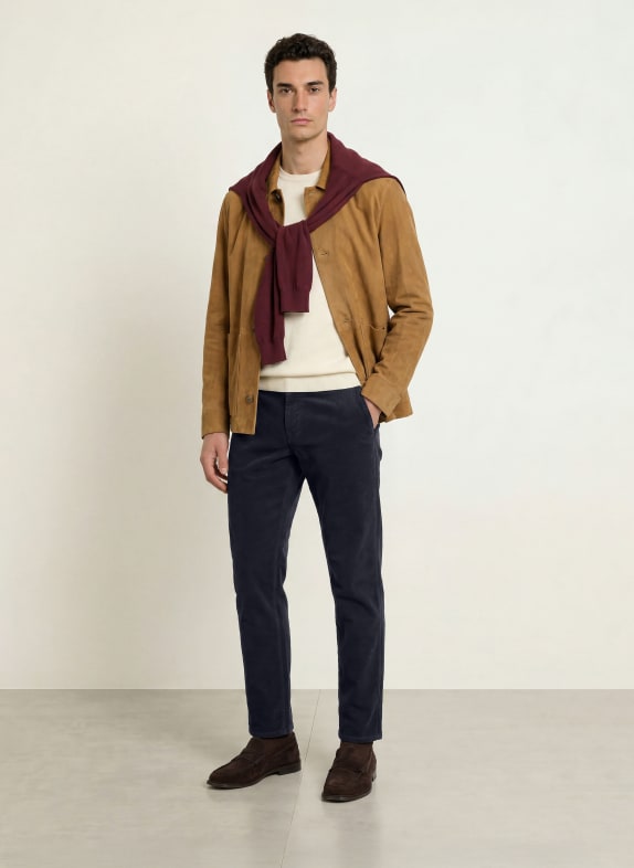 STROKESMAN'S Chino din catifea, croială slim fit ALBASTRU ÎNCHIS