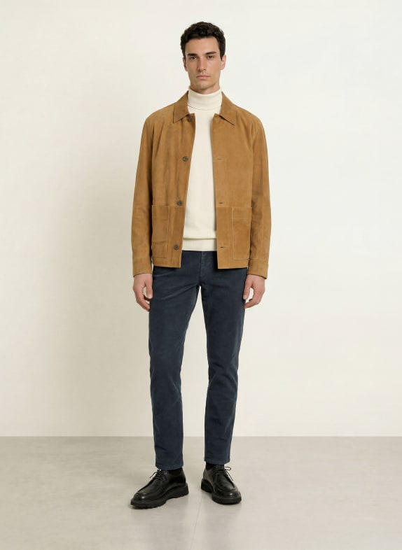 STROKESMAN'S Pantaloni din velur, croi slim fit ALBASTRU ÎNCHIS