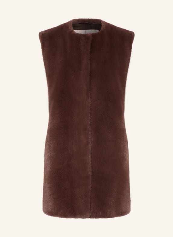 HERNO Veste sans manches en fausse fourrure MARRON FONCÉ