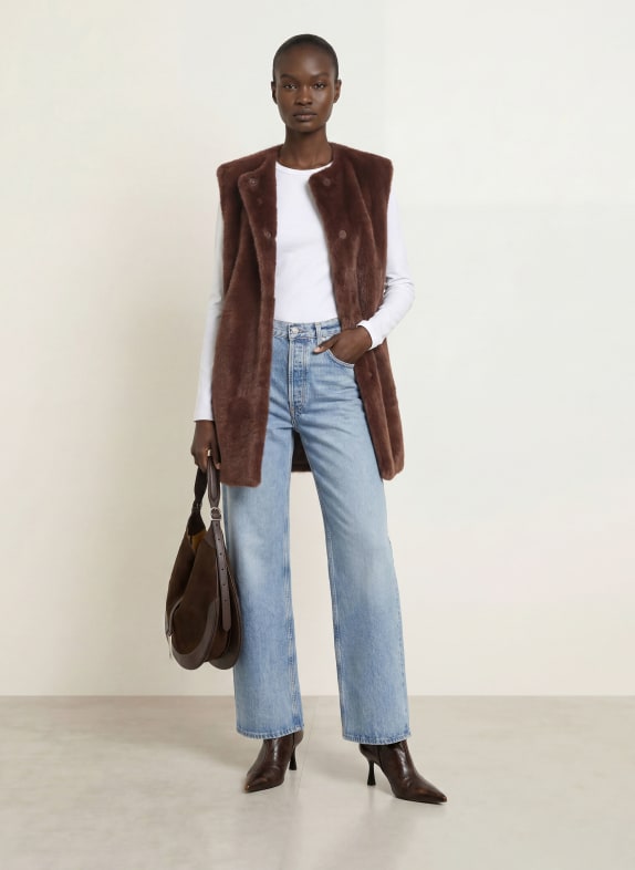 HERNO Veste sans manches en fausse fourrure MARRON FONCÉ