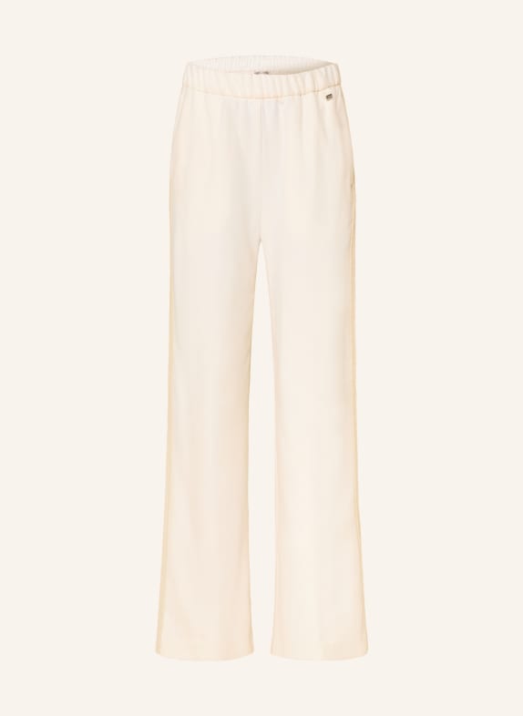 HERNO Flanel wide-leg trousers with braided trim CREAM / BEIGE