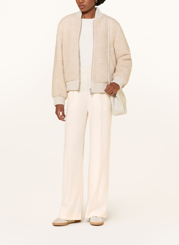 HERNO Marlene-bukser i flannel med galonstriber CREME / BEIGE