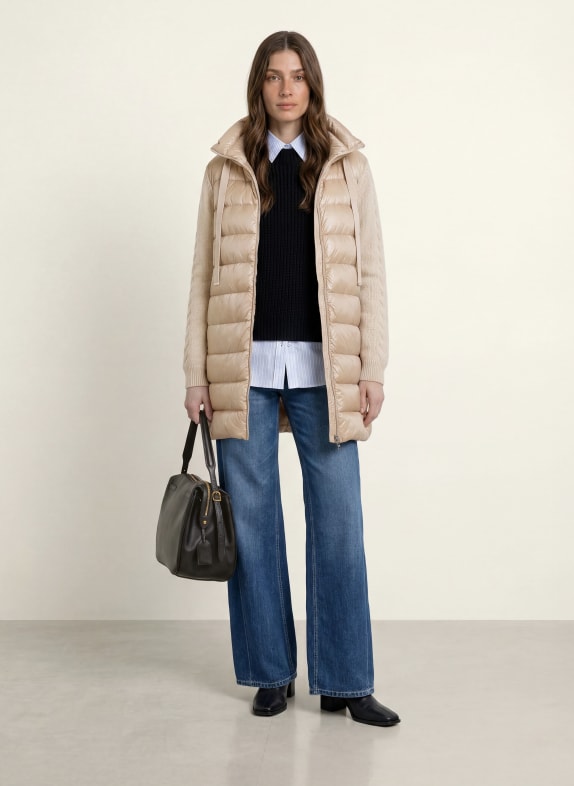 HERNO Daunenmantel im Materialmix BEIGE / ECRU