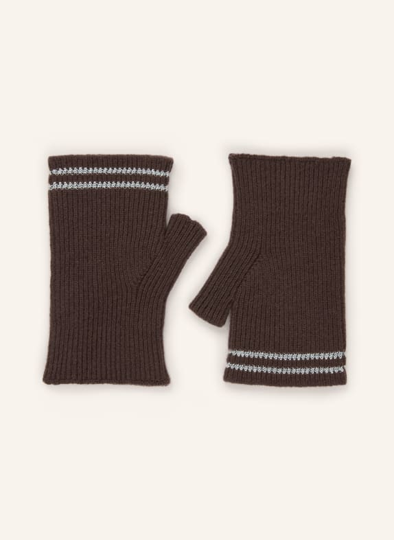HERNO Gants avec fil pailleté MARRON FONCÉ / ARGENT