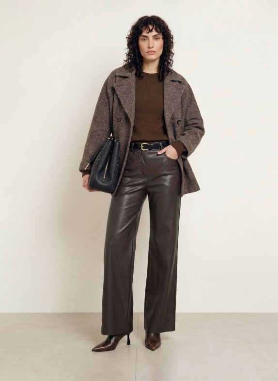 MARC CAIN Broek WARRI in leerlook 698 after dark