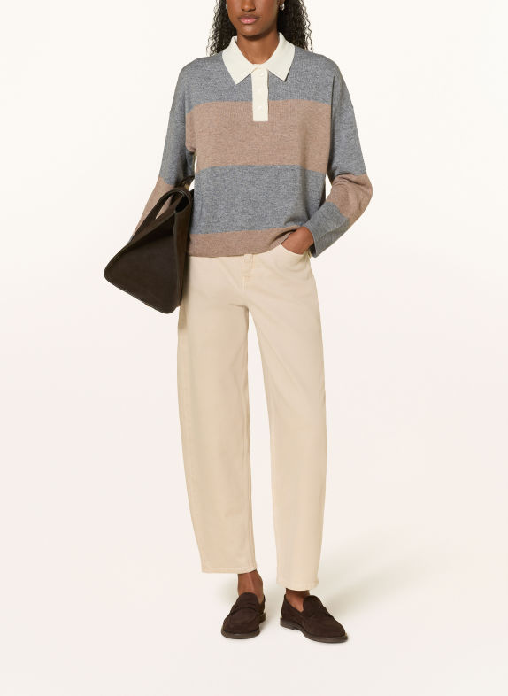darling harbour Strick-Poloshirt Taupe Melange / Grey Melange