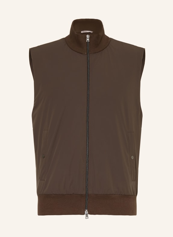 HERNO Vest in a mix of materials DARK BROWN