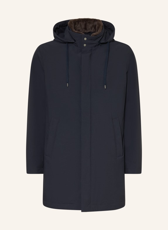 HERNO Parka mit abnehmbarem Kunstfell und abnehmbarer Kapuze DUNKELBLAU