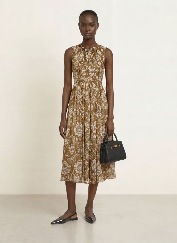 S Max Mara Robe AGILE avec pierres décoratives MARRON / CRÈME