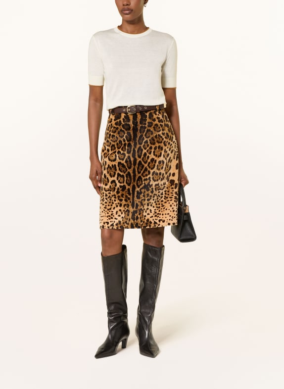Max Mara STUDIO Gebreid shirt AGENDA met zijde ECRU / BRUIN