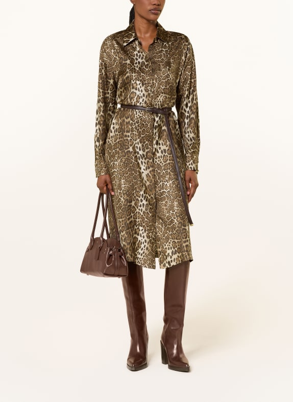 Max Mara STUDIO Hemdblusenkleid VIGILE aus Seide BRAUN / HELLBRAUN / DUNKELBRAUN