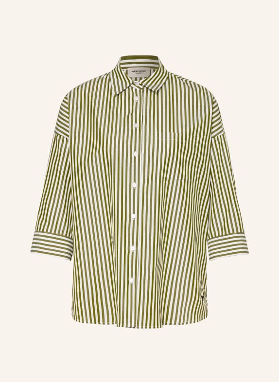 WEEKEND Max Mara Bluză tip cămașă GIRALDA cu mânecă 3/4 VERDE / ALB