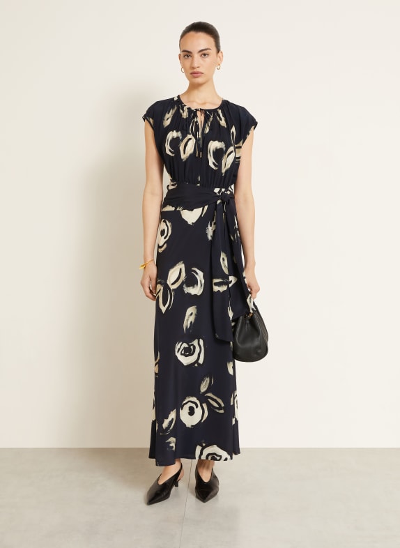 Max Mara Kleid POTEMA aus Seide DUNKELBLAU / CREME