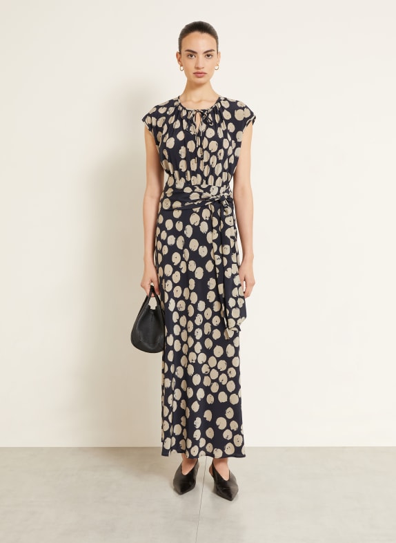 Max Mara POTEMA silk dress DARK BLUE / TAUPE