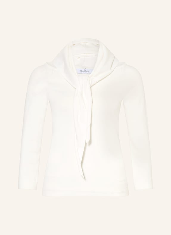 Max Mara FENICE sweater with 3/4 sleeves and detachable triangular scarf WHITE