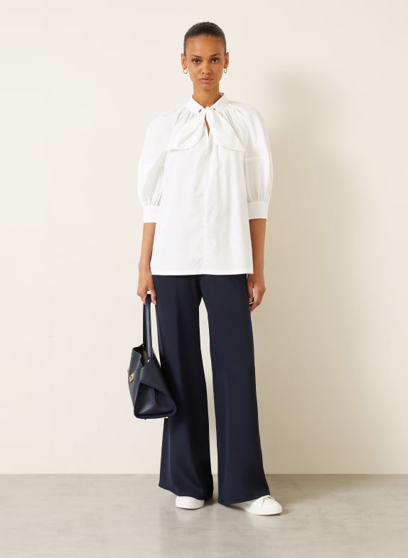 Max Mara Bluzka QUINOA z rękawami 3/4 i odpinanym kokardką BIAŁY