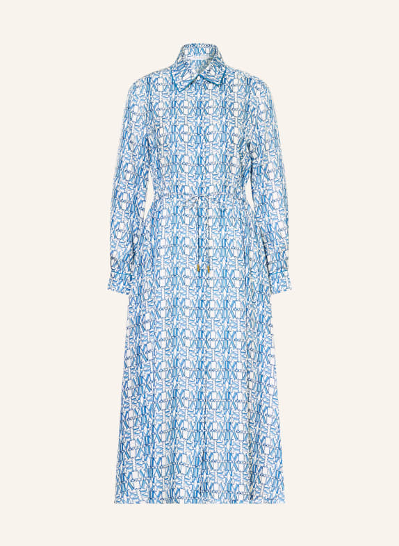 Max Mara Hemdblusenkleid FARAONE aus Seide BLAU / WEISS
