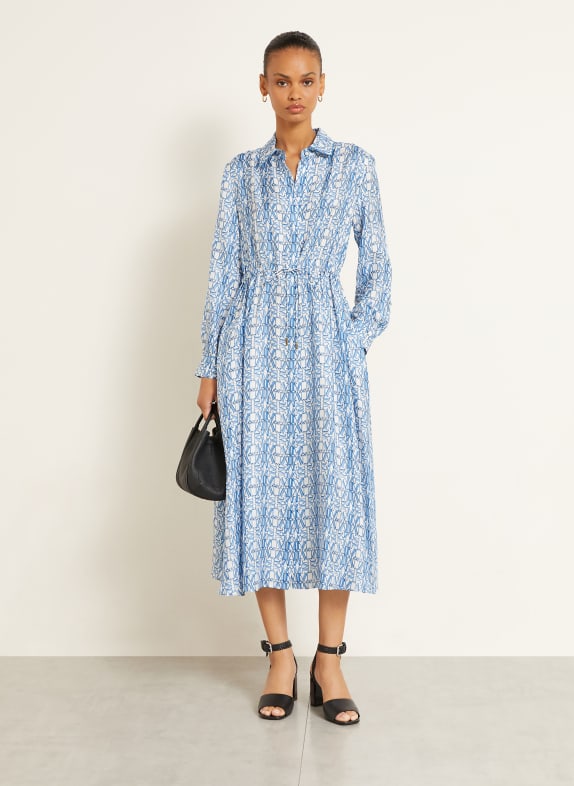 Max Mara Hemdblusenkleid FARAONE aus Seide BLAU / WEISS