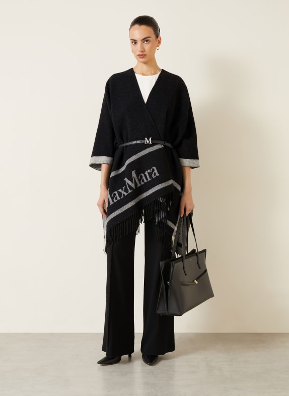 Max Mara Jacquard-cape HILDE ZWART / GRIJS