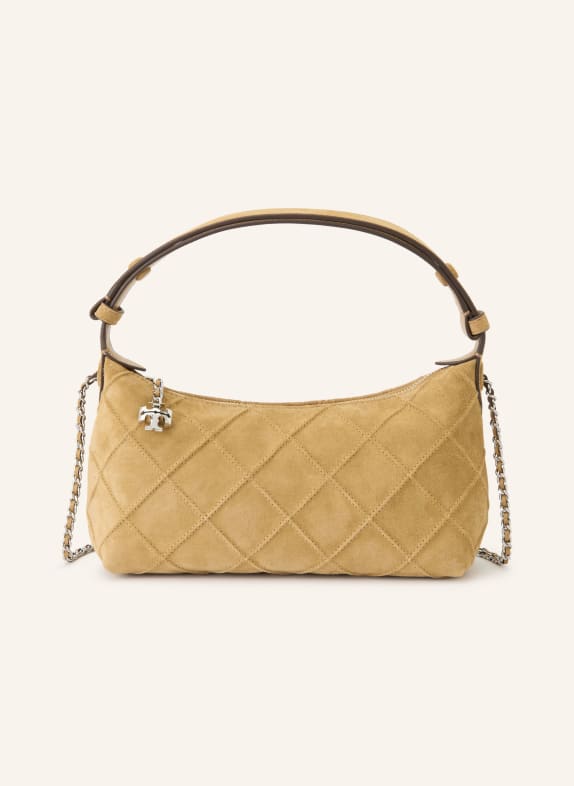 TORY BURCH Schultertasche FLEMING HELLBRAUN / SILBER