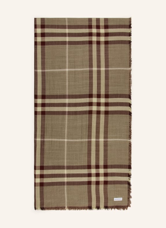 BURBERRY Schal mit Seide BRAUN / OLIV