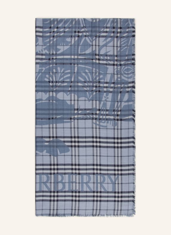 BURBERRY Schal mit Seide DUNKELBLAU / BLAUGRAU / HELLBLAU