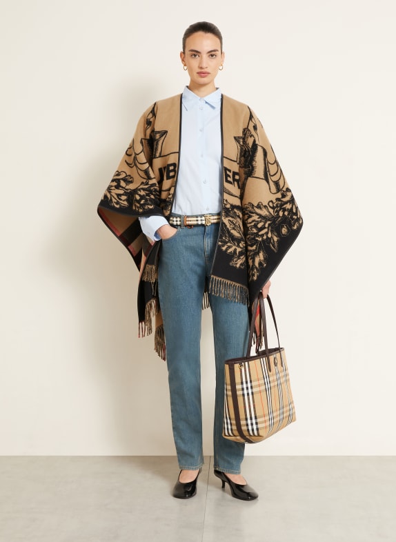 BURBERRY Cape GALLANT KNIGHT BEIGE / ROOD / ZWART