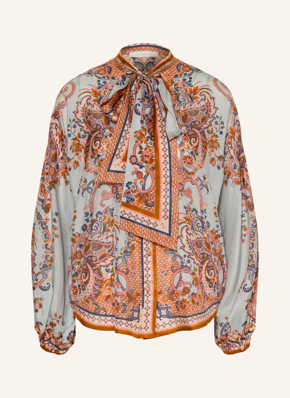 ZIMMERMANN Schluppenbluse ASTER aus Seide HELLBLAU / COGNAC / HELLROT