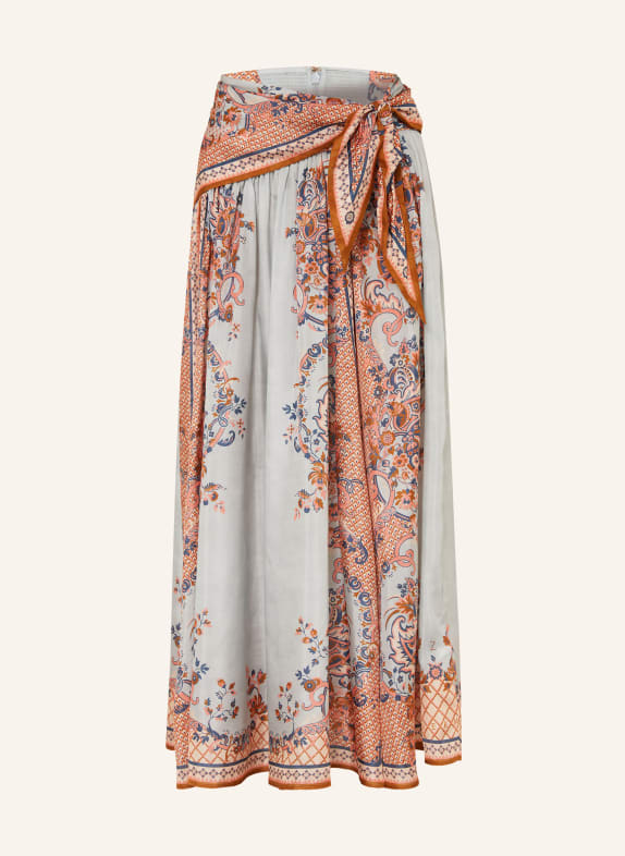 ZIMMERMANN Satinrock ASTER aus Seide BLAUGRAU / LACHS / BLAU