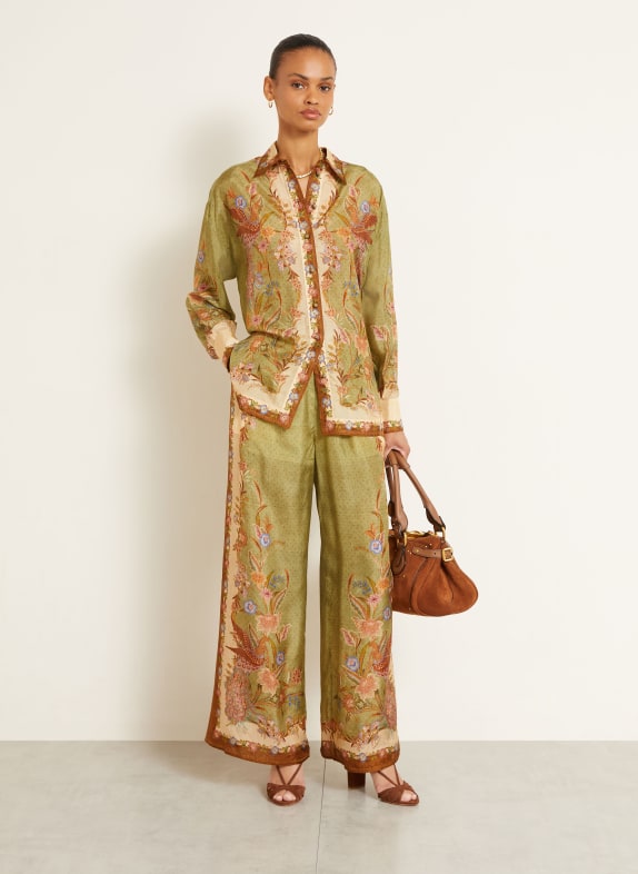 ZIMMERMANN Silke-bluse INDRA GRØN / BRUN / CREME
