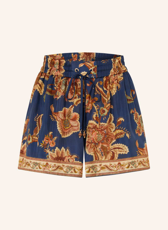 ZIMMERMANN Seidenshorts ASTER DUNKELBLAU / HELLBRAUN / BRAUN