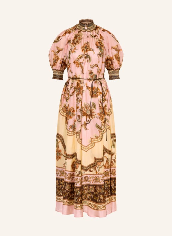 ZIMMERMANN ASTER Silk Dress PINK / BROWN / BEIGE