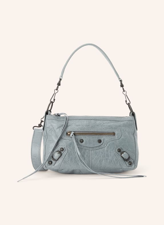 BALENCIAGA Sac à main LE CITY MOTO MINI avec rivets GRIS / PLATINE / OR