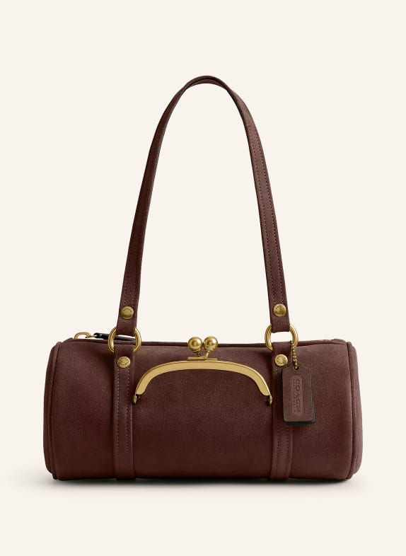 COACH KISSLOCK 28 Shoulder Bag DARK BROWN / GOLD
