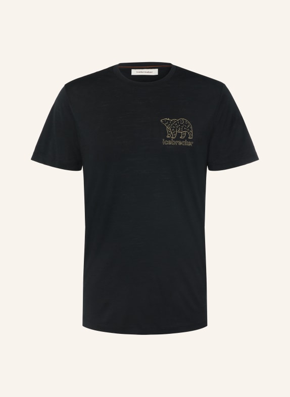 icebreaker 150 TECH LITE FOREST FOOTSTEPS Functional shirt made of merino wool BLACK