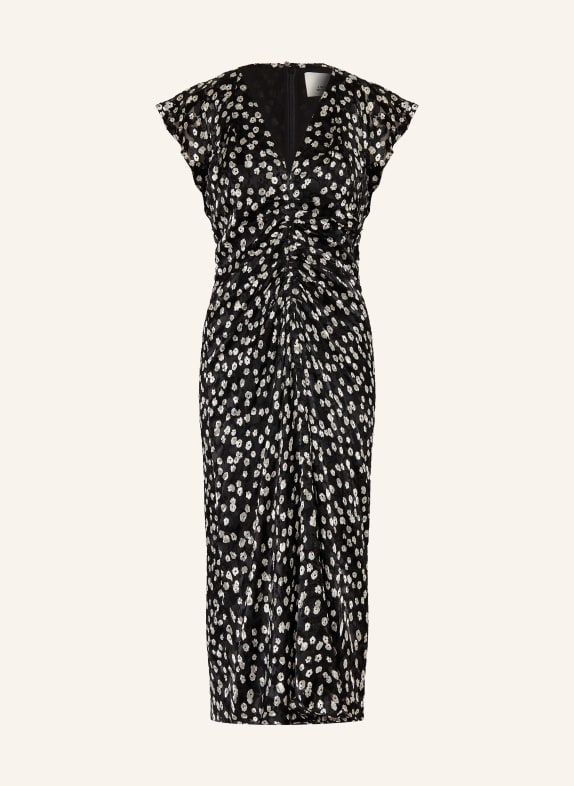 ISABEL MARANT Kleid LYNDSAY mit Seide und Volants SCHWARZ / WEISS