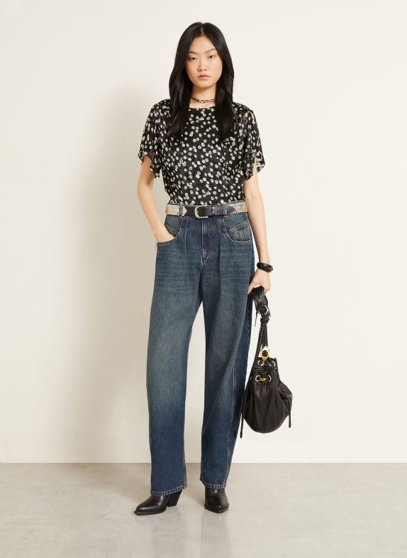 ISABEL MARANT Blusenshirt HERVANE mit Seide SCHWARZ / WEISS